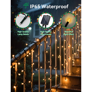 Aigostar all'aperto luci della tenda di natale 100 LED 8 modalità IP65 solare USB per feste - Product Image 6
