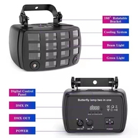 Laser LED à effet papillon 2-en-1 vert DMX512 RDM 433MHz 10 canaux avec contrôle automatique/sonore 8000K pour scène, stroboscope DJ, discothèque, KTV, fête
