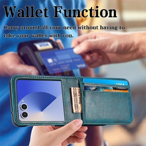 Étui de téléphone portable portefeuille en cuir PU de luxe avec fentes pour cartes compatible avec les modèles Samsung Z Flip 3 <span class=keywords><strong>4</strong></span> 5 6 7 FE - Product Image 3