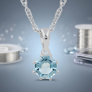 GOURIK Colgante Solitario Clásico de Topacio Azul Cielo con Corte Octogonal, Plata 925, para Mujer, Joyería Fina para Boda y Uso Diario, Engaste de Garra - Product Image 3