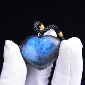 批发天然拉长石爱情吊坠月光石海洋之心吊坠项链蓝色月光水晶半宝石 - Product Image 1