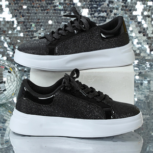 New Hot Product Brand Trendy Lace up <strong>Sneakers</strong> for Women Party Dress Glitter Girls Shoes Flat White Bling Bling Fashion Design - Product Image 4