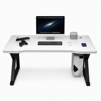 Bureau de jeu blanc 100 120 140 cm, bureau d'ordinateur ergonomique avec support pour tour PC et gestion des câbles