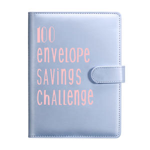 100 jours <span class=keywords><strong>Couple</strong></span> défi <span class=keywords><strong>livre</strong></span> à feuilles mobiles taille A5 imprimé planification cahier en cuir PU couverture argent économie argent enveloppe défi - Product Image 1