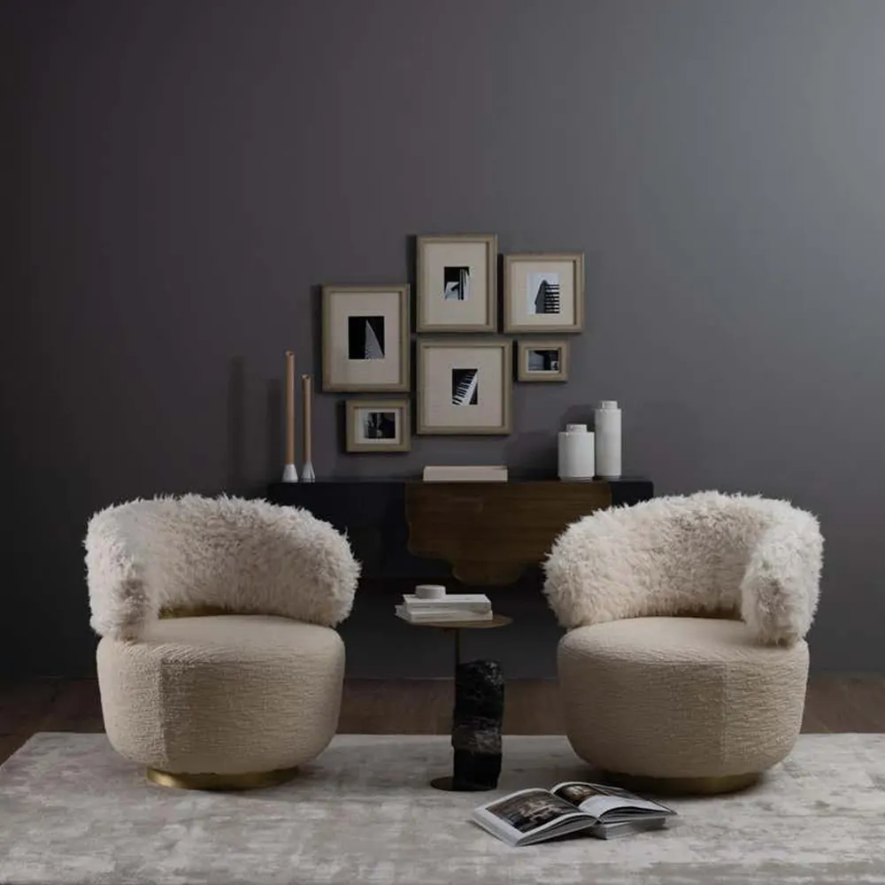 Hot selling 21st Century Modern Wool Fur Armchair Handcrafted Living Room Lounge Sofa Chair
