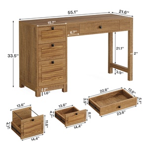 Tribesigns Farmhouse <strong>Computer</strong> Desk with <strong>4</strong> Drawers, 55.11-Inch Home Office Desk Wood Executive Office Desk - Product Image 6