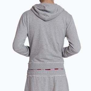 Sweat à capuche zippé pour homme, coupe slim, en molleton de coton, uni, à bords bruts, style streetwear, personnalisable - Product Image 4