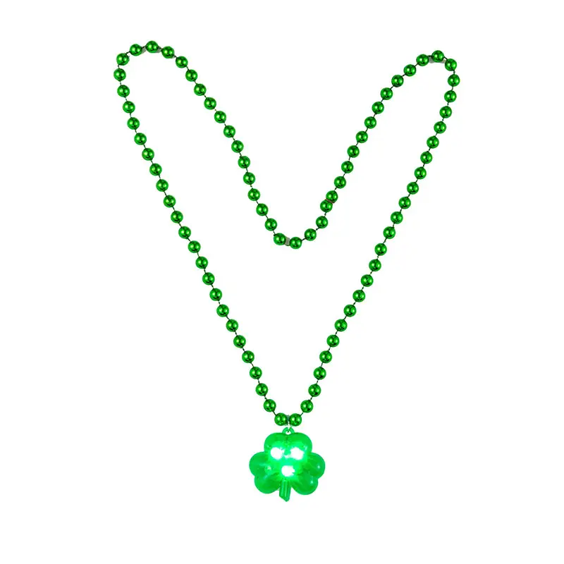 St Patrick Day Party LED Beads Beer Mug Shape Clover orecchini bracciale collana Light Up Green Shamrock Necklace