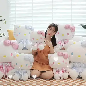 Boneka kucing Kt & mainan boneka hewan Kitty lucu mainan boneka anak dan anak perempuan bantal lempar mesin cakar hadiah