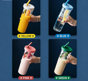 Gobelet à eau pour enfants en plastique écologique avec paille, anti-fuite, infuseur à fruits, bouteille à jus pour la consommation quotidienne - Product Image 5
