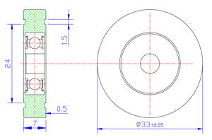 Polyurethane पहिया सामग्री vulkollan पहिया के साथ keyway. औद्योगिक polyurethane polyurethane स्टार wheelPU62633-7 626RS 6x33x7mm - Product Image 4