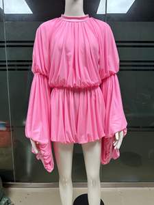 Tuta Plissettata da Donna in 4 Colori, Romper Corto con Maniche a Lanterna, Abbigliamento Taglie Forti dalla <span class=keywords><strong>S</strong></span> alla 2XL - Product Image 2