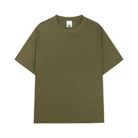 Camiseta de hombre de algodón peinado de 270 g, de color liso, estilo vintage, de hombros caídos, manga corta, de doble hilo, en tonos tierra, de corte holgado.