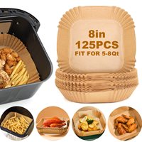 Offre Spéciale doublures de papier pour friteuse à air 100 pièces 125 pièces papier parchemin plusieurs tailles doublure de papier recyclable jetable pour micro-ondes