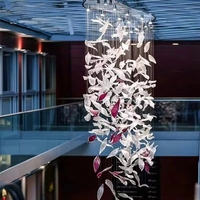 Lampe suspendue moderne décorative en verre artistique de luxe en forme de feuille, pour hôtel, villa, hall d'entrée