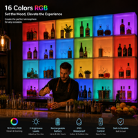 COOLQING Armoire à bar lumineuse de luxe à 16 couleurs RVB changeantes pour boîte de nuit, hôtel, restaurant, usine, armoire à vin en cube LED PE