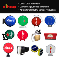 NIHAO Boîte lumineuse ronde rotative à 360° en acrylique, panneau LED double face, enseigne LED double face pour extérieur