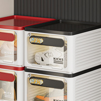 Boîte de rangement pour chaussures transparente, en plastique magnétique empilable, anti-poussière, pour baskets