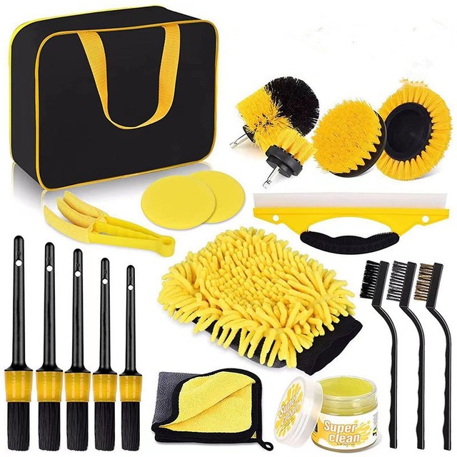 High Quality 20 PCS Customized Color Car Cleaning Brush Kit Whole Set Detailing Car Cleaning Brushes
