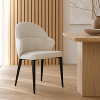 Fauteuil de salle à manger en acier carbone noir brillant avec revêtement en cuir anti-griffures pour hôtel et restaurant