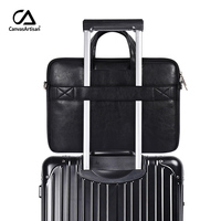 Tas Laptop Kulit Multifungsi untuk Pria, Kantong Laptop Anti Air dengan Pegangan untuk Macbook Thinkpad