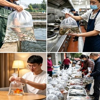 Sac de transport pour poissons vivants d'aquarium, transparent, de qualité alimentaire, à fond carré, pour le stockage d'eau et le transport d'oxygène