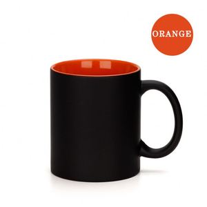 Taza <span class=keywords><strong>de</strong></span> cerámica negra mate con interior amarillo esmaltado, cuerpo recto, para café, sublimación, lisa, <span class=keywords><strong>de</strong></span> gres, para empresas, suministros <span class=keywords><strong>de</strong></span> oficina, gremio. - Product Image 3