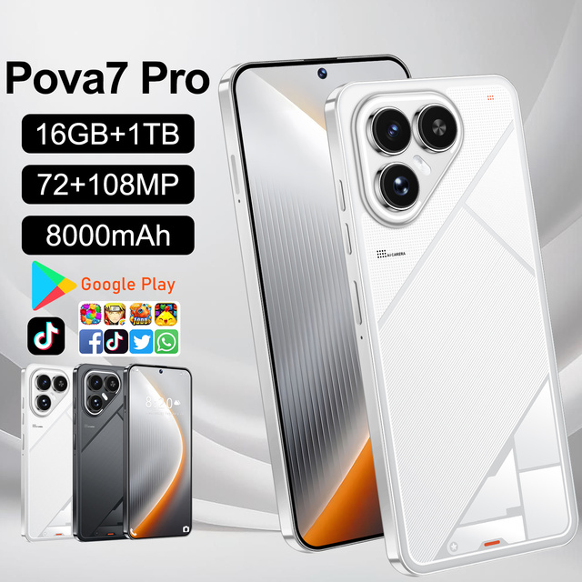 Factory Wholesale 2026 New Pova7 Pro Cell Cell Phone 16gb+1tb Snapdragon8gen3 Smartphones Mobile Android 14 Global Languages