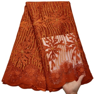 2725 Burnt <strong>Orange</strong> Nigerian Quality <strong>Lace</strong> High Quality African <strong>Lace</strong> <strong>Fabric</strong> Wholesale Price Velvet African <strong>Lace</strong> <strong>Fabrics</strong> - Product Image 1
