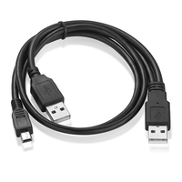 Bochara 2 en 1 USB2.0 Type A mâle à Mini câble de données mâle 5Pin avec câble d'alimentation répartiteur en Y pour caméra HDD MP3 MP4