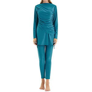 Ensemble de burkini modeste 2 pièces pour femme, coupe haute, dos nu, imprimé, respirant, séchage rapide - Product Image 4
