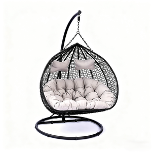 ชิงช้าตั้งสำหรับลานบ้านชุดเฟอร์นิเจอร์กลางแจ้งเปลญวนหวายคู่หวายหวายแบบโมเดิร์นแขวนเก้าอี้ไข่สวนวิลล่ากันน้ำ - Product Image 2