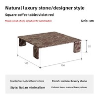 Table basse carrée en marbre italien, style luxe moderne, pour salon, villa et usage domestique SGM1018