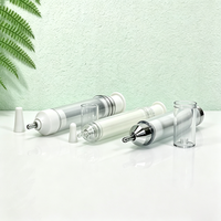 Flacon seringue sans air en plastique AS 10 ml, distributeur à pompe rechargeable, emballage cosmétique vide pour sérum, vitamine C, essence
