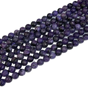 Perles rondes en charoïte naturelle de haute qualité, brins de pierres précieuses en charoïte violette pour la fabrication de bijoux DIY. Couleur: # 46 47 - Product Image 6