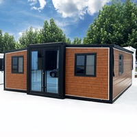 Maison mobile modulaire moderne à 3 chambres, conteneur extensible de 40 pieds avec deux salles de bain, plans et documents de construction de maisons préfabriquées