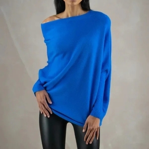 เสื้อสเวตเตอร์แบบสวมหัวของผู้หญิงแขนยาวคอกลมมีระบายสบายสีพื้น - Product Image 4