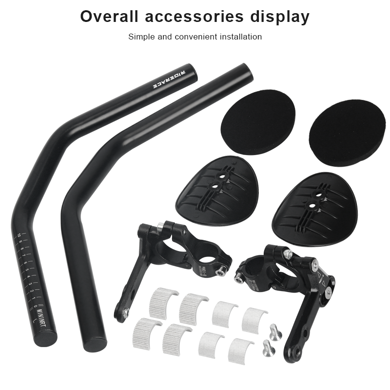 Guidon De Vélo TT Alliage Aluminium - Extendeur Réglable - Appuie-Bras Pour Triathlon Et Route - Compatible 31.8/25.4mm