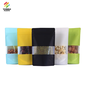 Packaging Custom Resealable Food Stand Pouch Frosted Matte Finish Colorful Aluminum Foil Zipper Top Open Window for Chewing Gum - Product Image 1