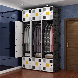Armoire Portable Pliable en Plastique avec Tringles de Suspension et Étagères de Rangement – Meuble de Chambre Convertible et <span class=keywords><strong>Extensible</strong></span> <span class=keywords><strong>pour</strong></span> le Rangement des Vêtements - Product Image 1