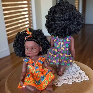 Muñecas afroamericanas de moda de 12 pulgadas, juguete de plástico para niñas con cabello rizado y vestidos coloridos para niños de 2 a 4 años - Product Image 3