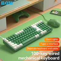 BOW Hot Swappable 100 Keys Ergonomics Computer Accessories Wired Gaming Mechanical Keyboard for Laptop Desktop