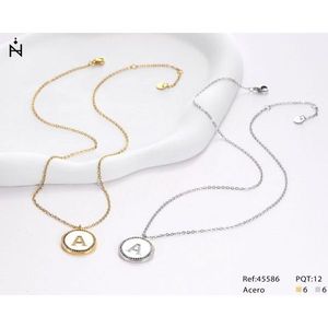 Collana con Ciondolo a Forma di Lettera A con Diamante, Catena da 2 Cm, Gioielli alla Moda in Acciaio Ref45586 - Product Image 3
