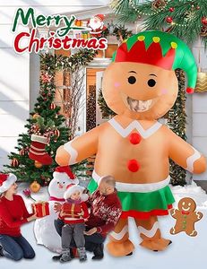 Costume gonflable de Noël et d'Halloween pour tout le corps, drôle et mignon, pour fête costumée, costume gonflable d'elfe et de bonhomme en pain d'épices - Product Image 5