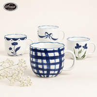 Cangkir Kopi Keramik Lukis Tangan Motif Bunga Daisy Gaya Cottagecore SWT untuk Wanita, Hadiah Pesta Teh di Kebun