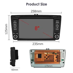 Autoradio 8 pouces avec Carplay et Android Auto <span class=keywords><strong>pour</strong></span> Skoda Octavia 2 A5 2004-2013, Navigation GPS, WiFi, Radio FM, Stéréo - Product Image 5