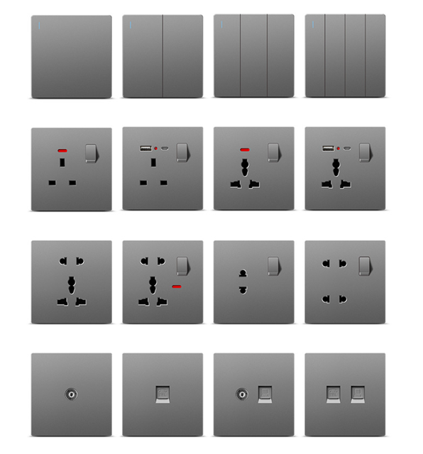 Socket Factory Universal Standard IP66 Type-C Wall Quick Charge USB Interface Socket Electric Multifunction Switches and Sockets