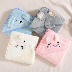 Pet Bathrobe Cartoon Hooded Cape Coral Fleece Absorbent Soft <b>Dog</b> <b>Bath</b> Towel 80x80cm Gray Elephant - Product Image 4