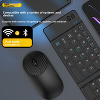 Combo de Teclado y Ratón Inalámbrico Plegable, Ultrafino, Trimodal, Recargable, Silencioso, Mini Teclado y Ratón para Tablet, Teléfono y Portátil
