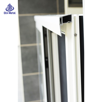 Ventana Corredera de Vidrio con Rejilla y Revestimiento Verde, Diseño Ultra Estrecho, Ventana de Aluminio Blanco Personalizada, Insonorizada, Doble Acristalamiento con Mosquiteras